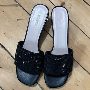 All Black Black Embellished Slide Mules for Women